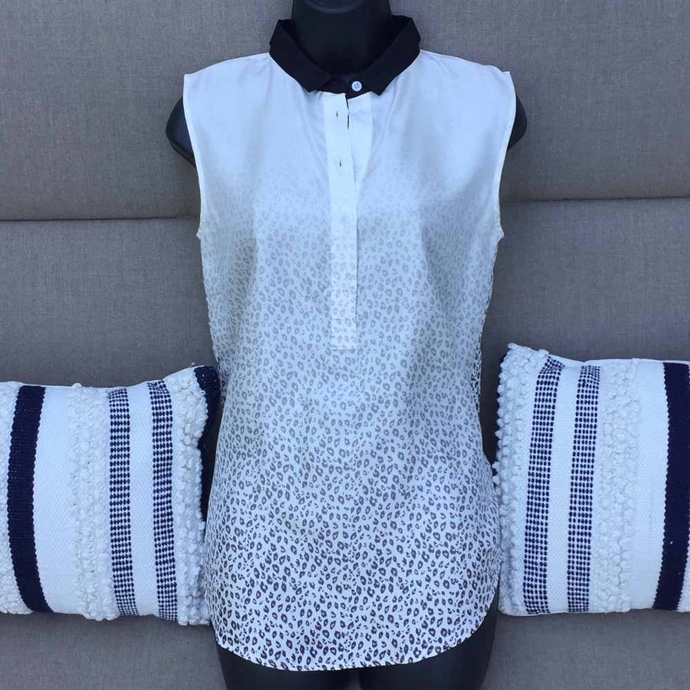 BAND OF OUTSIDERS 100% Silk Leopard Ombre Top